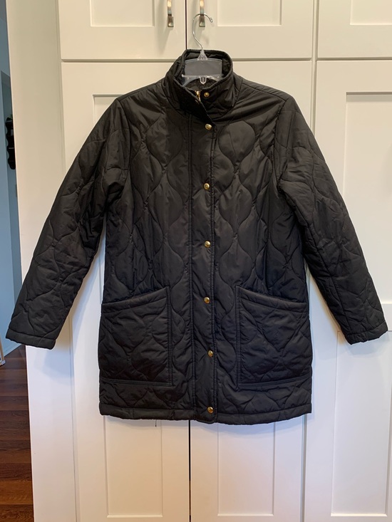 J. Crew Factory Jackets & Blazers - J CREW FACTORY City Puffer Coat Women's S Black Quilted Pockets Gold Details
